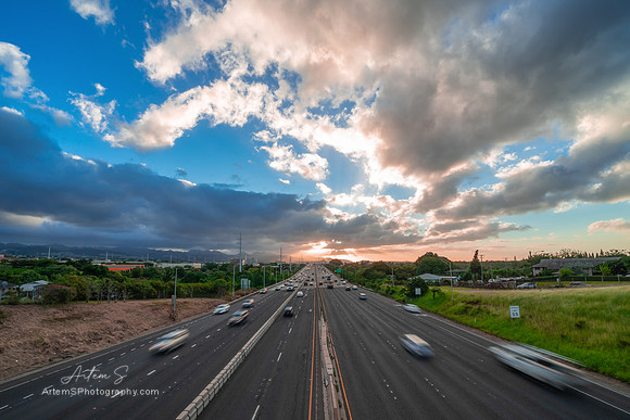 Queen Liliuokalani Fwy, Pearl City,  Sunrise