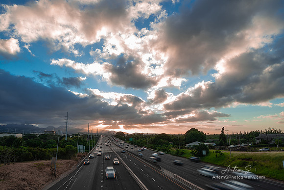Queen Liliuokalani Fwy, Pearl City,  Sunrise