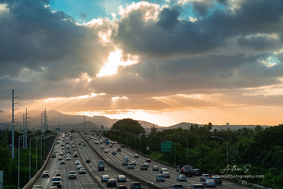 Queen Liliuokalani Fwy, Pearl City,  Sunrise