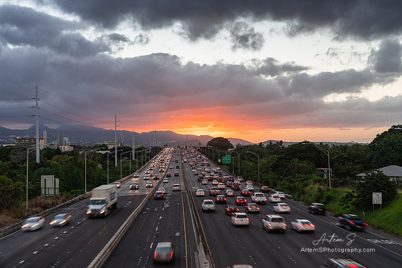 Queen Liliuokalani Fwy, Pearl City,  Sunrise